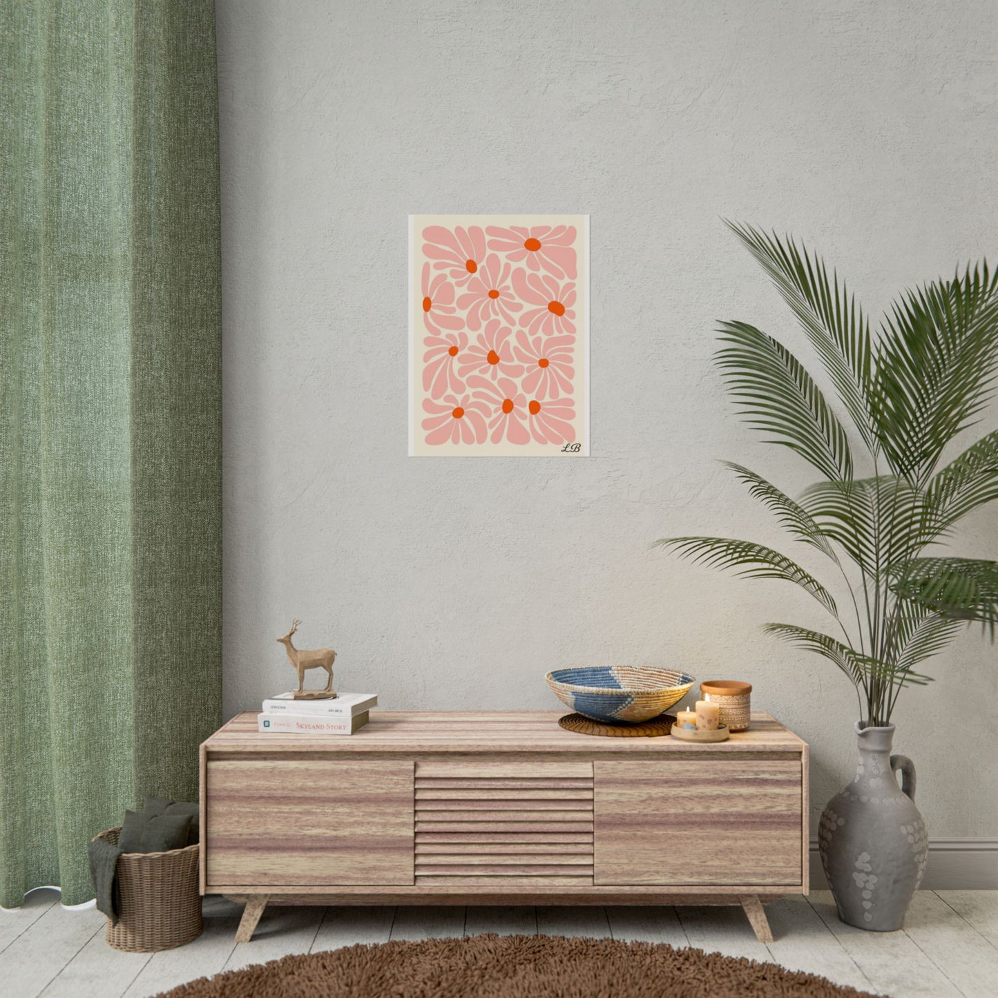 Floral Print Wall Poster - Peach Petal