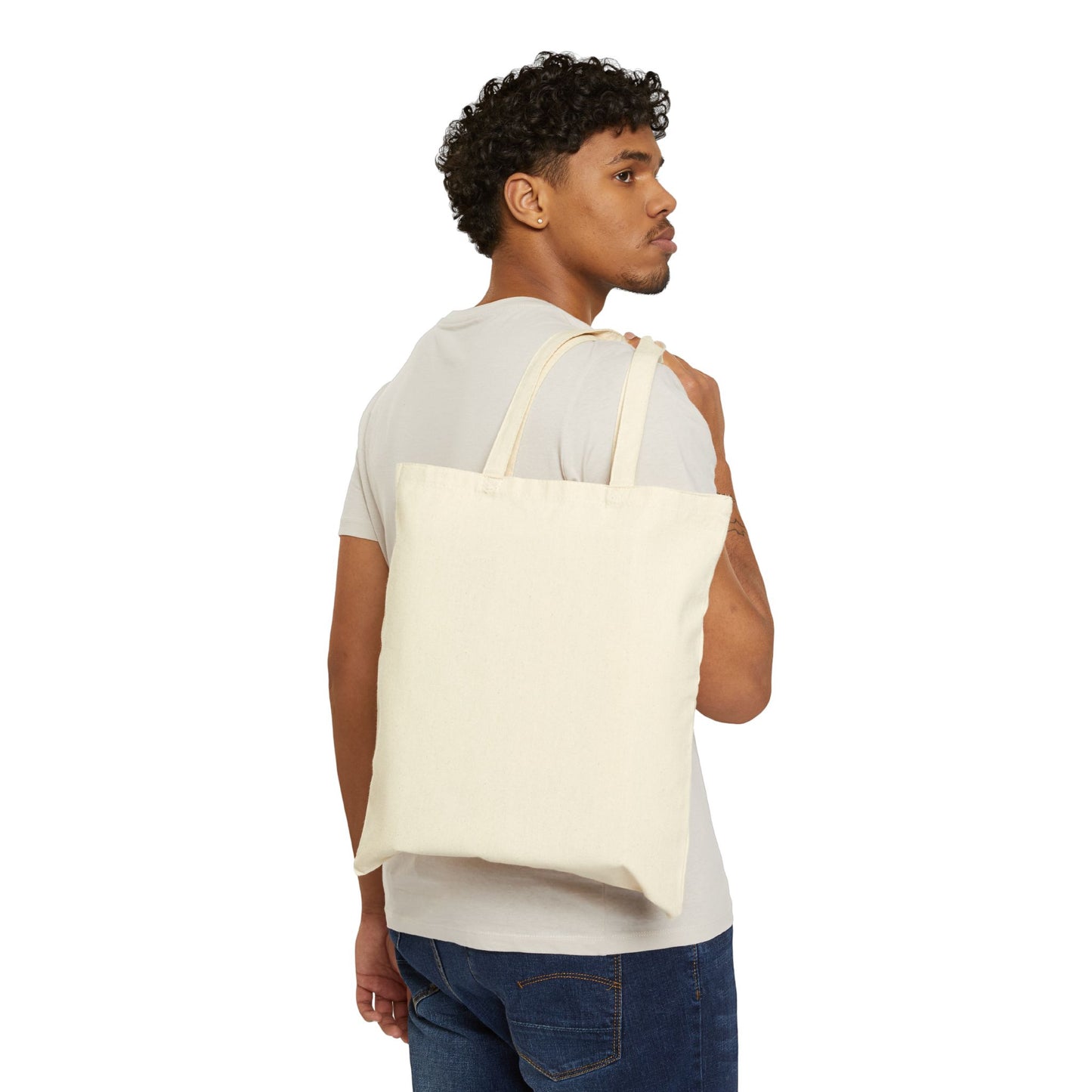 Floral Cotton Canvas Tote Bag - Peach Petal