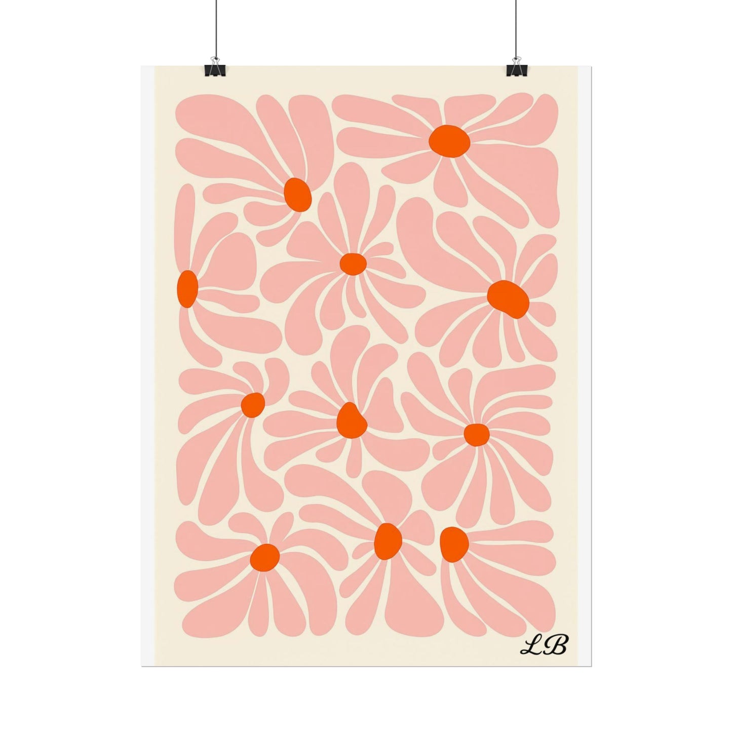 Floral Print Wall Poster - Peach Petal