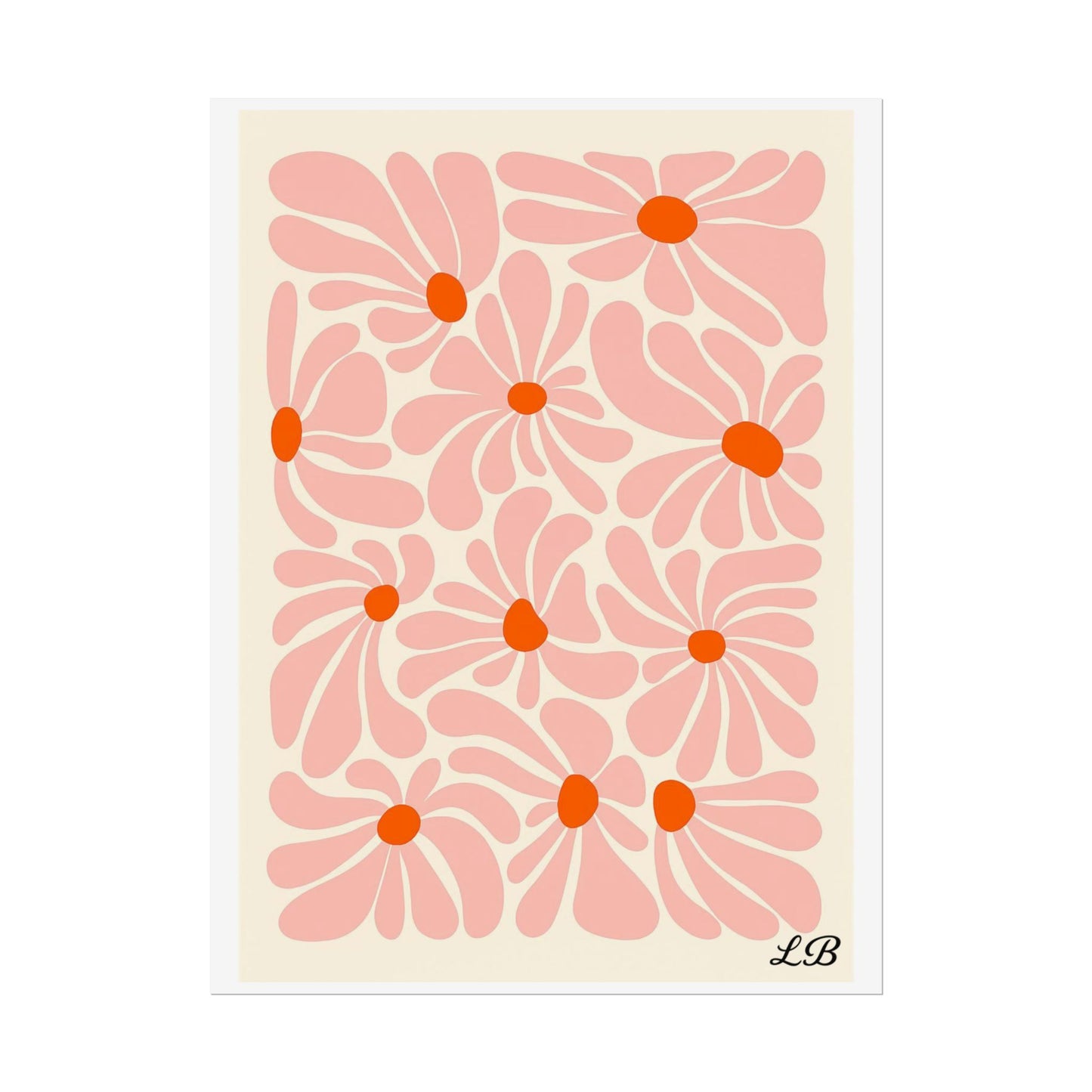 Floral Print Wall Poster - Peach Petal
