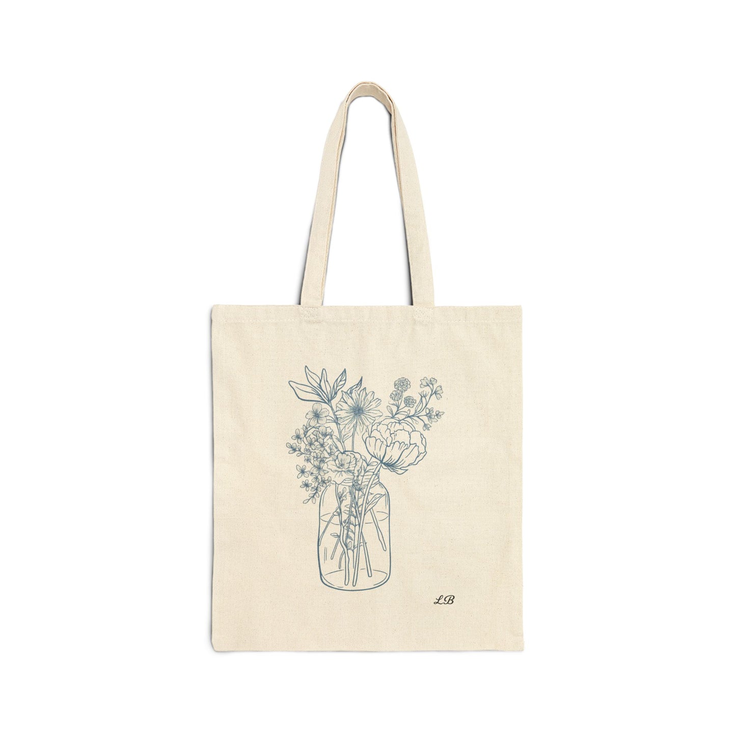 Floral Cotton Canvas Tote Bag - Jar of Botanicals