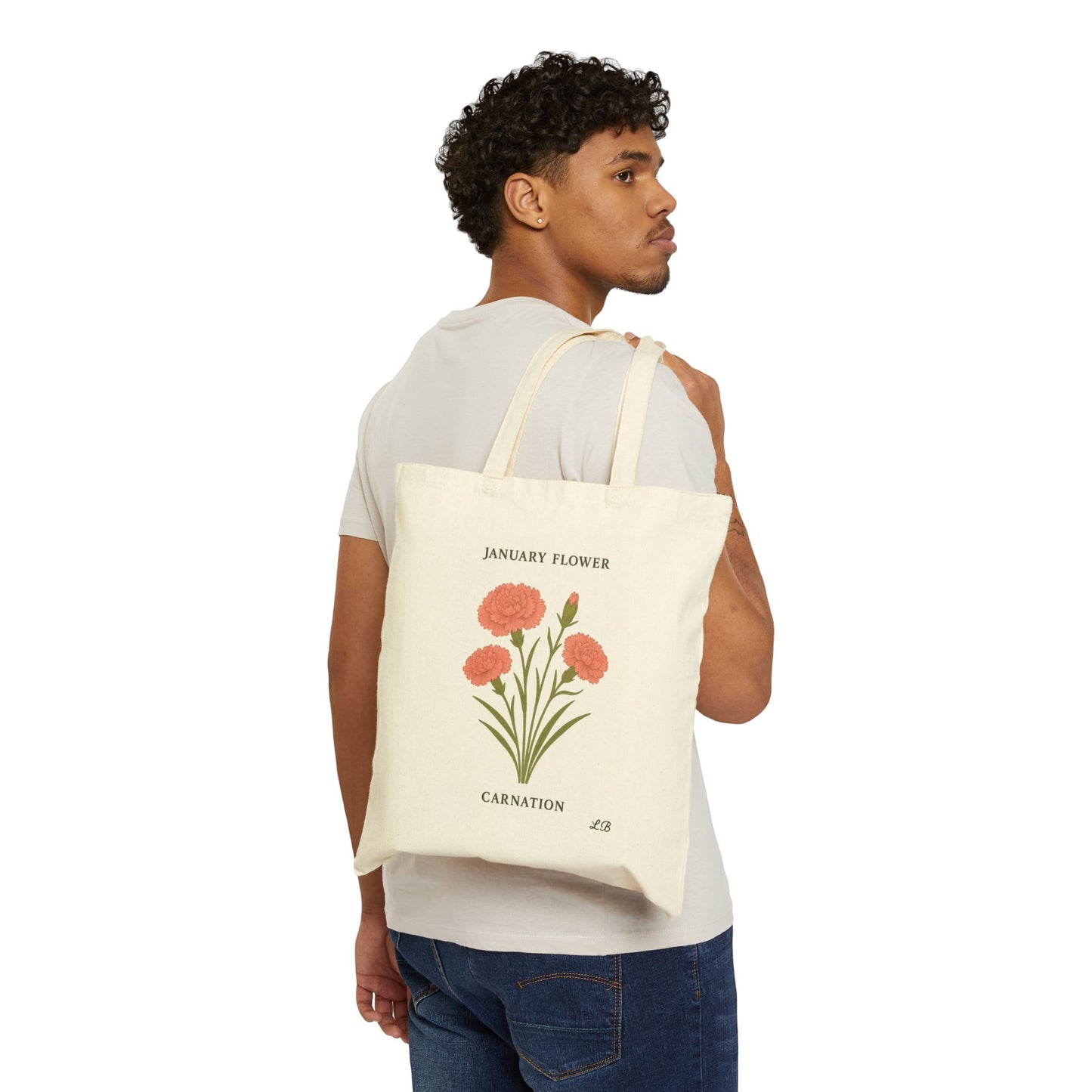 Bloom by Month Tote Bag - January - Carnation