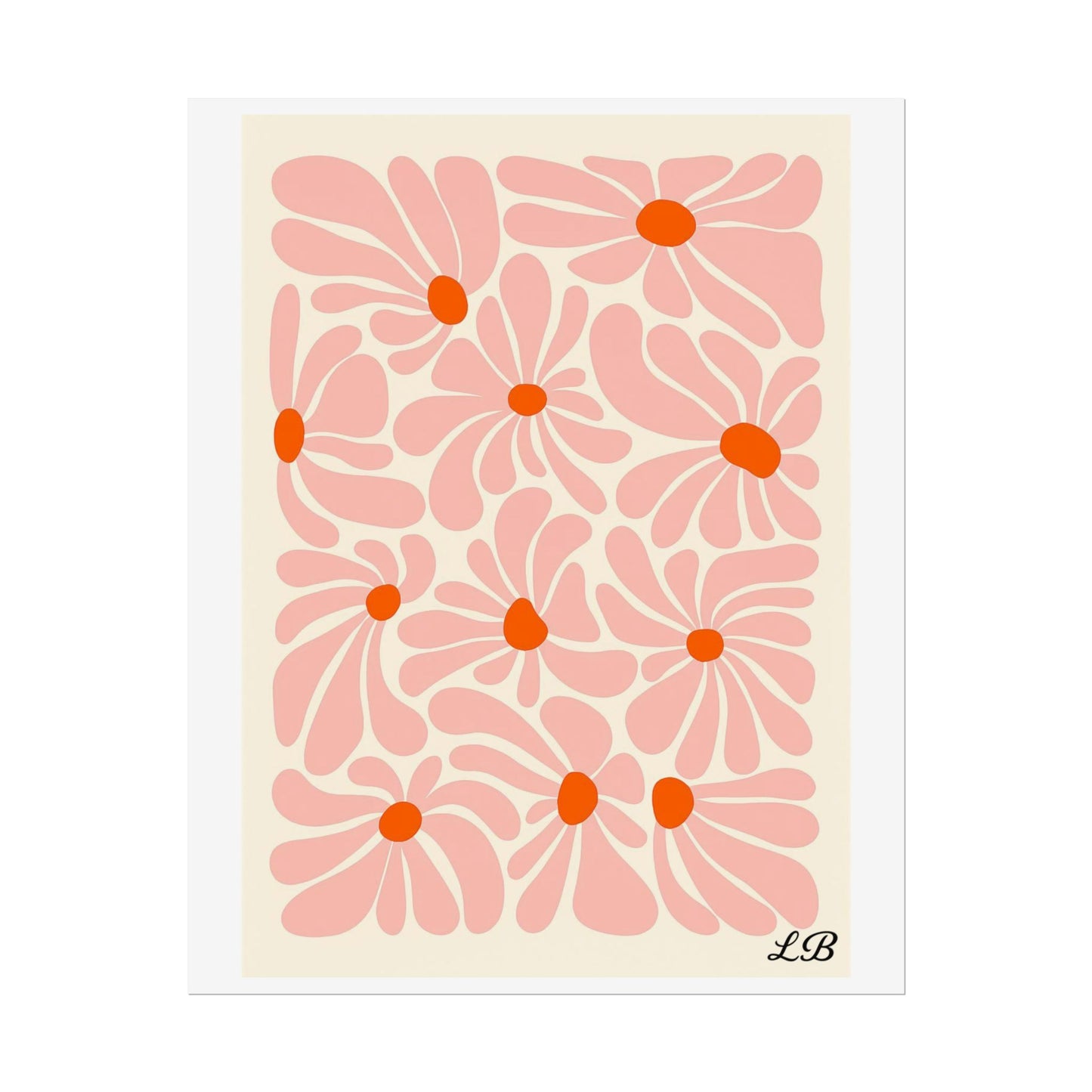 Floral Print Wall Poster - Peach Petal