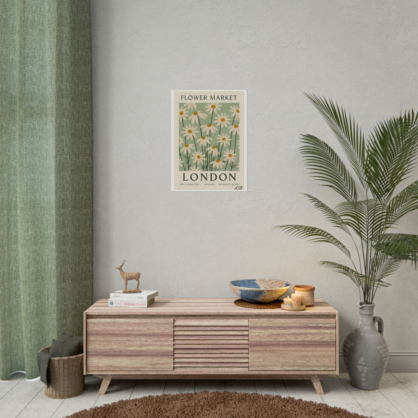 Floral Print Wall Poster - London Olive Bloom