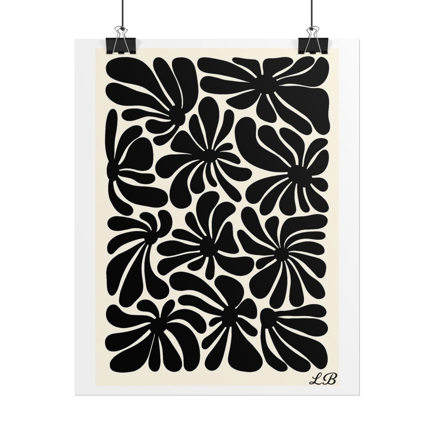 Floral Print Wall Poster - Noir Petal