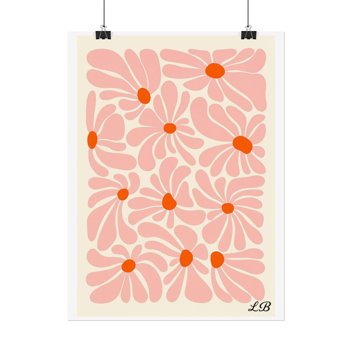 Floral Print Wall Poster - Peach Petal