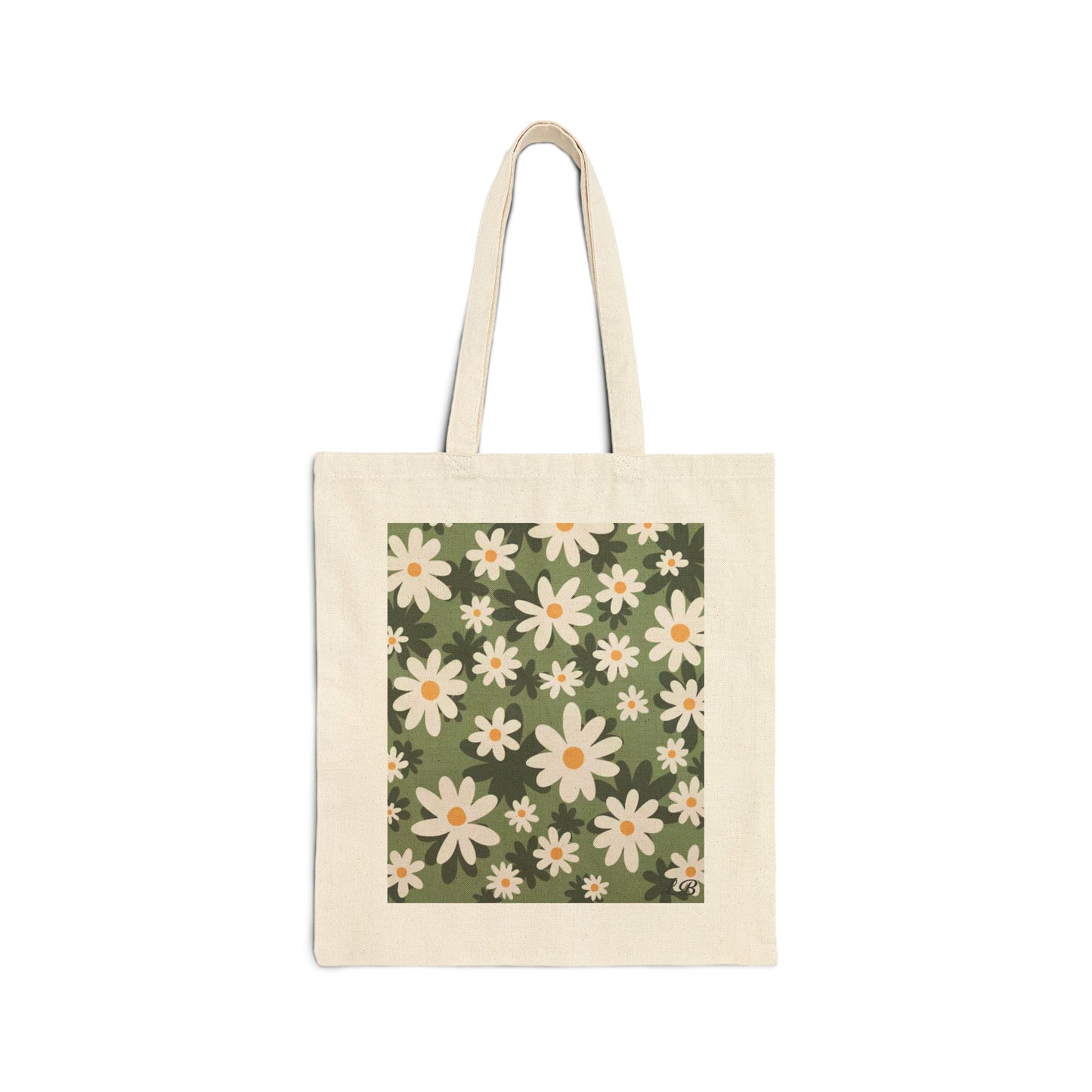 Floral Cotton Canvas Tote Bag - Daisy Dusk