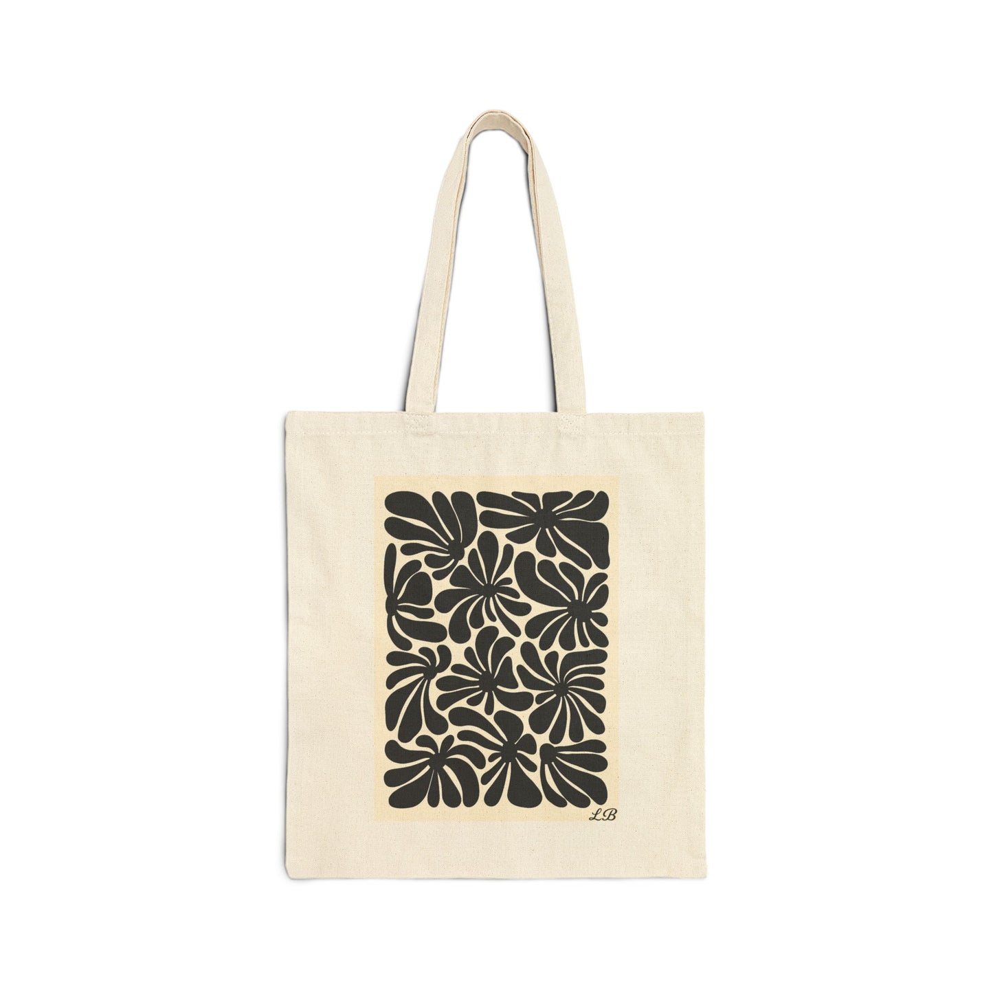 Floral Cotton Canvas Tote Bag - Noir Petal