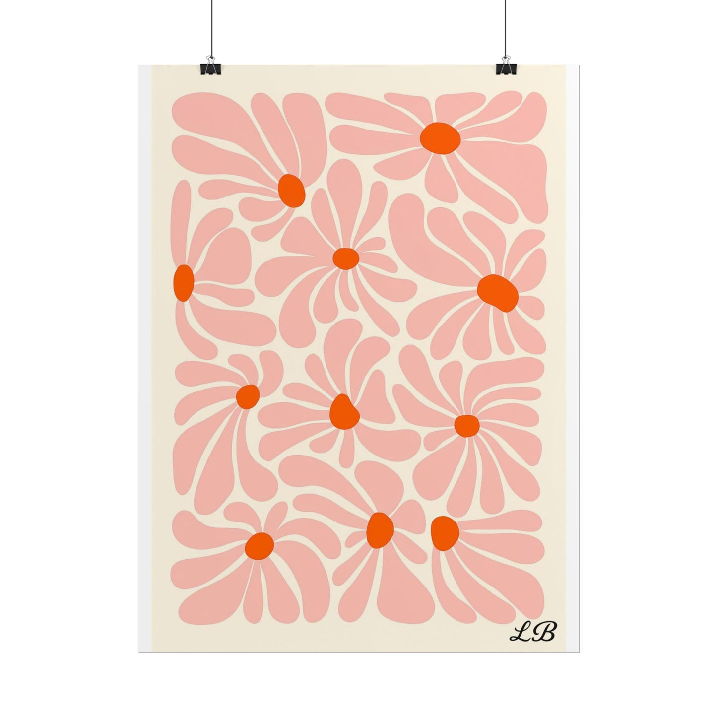 Floral Print Wall Poster - Peach Petal