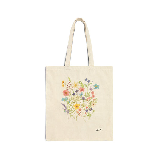 Floral Cotton Canvas Tote Bag - Watercolor Wilds