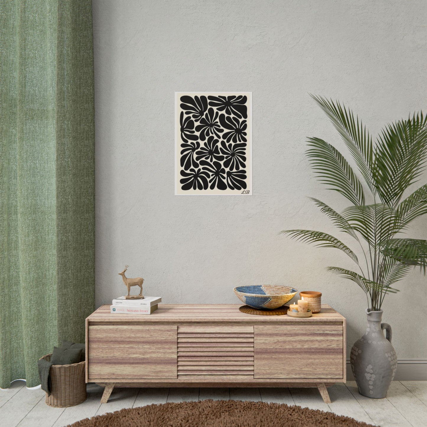 Floral Print Wall Poster - Noir Petal