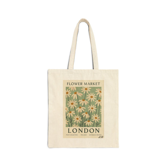 Floral Cotton Canvas Tote Bag - London Olive Bloom